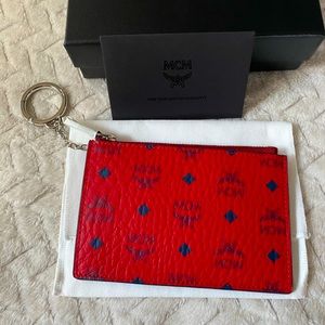 NIB Unisex MCM red coin/key pouch